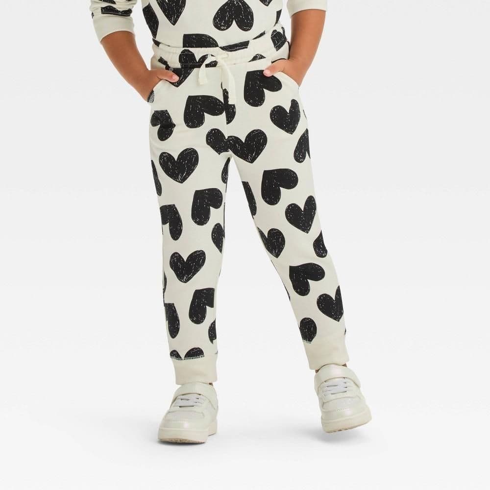 #8408 12M Toddler Girls' Fleece Jogger Pants - Cat & Jack Cream - Default
