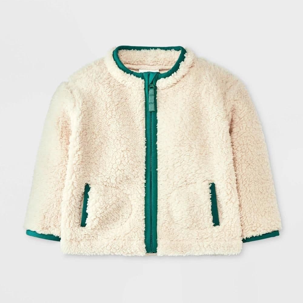 #8070 0-3M Baby Trim Faux Shearling Fur Jacket - Cat & Jack Beige - Default
