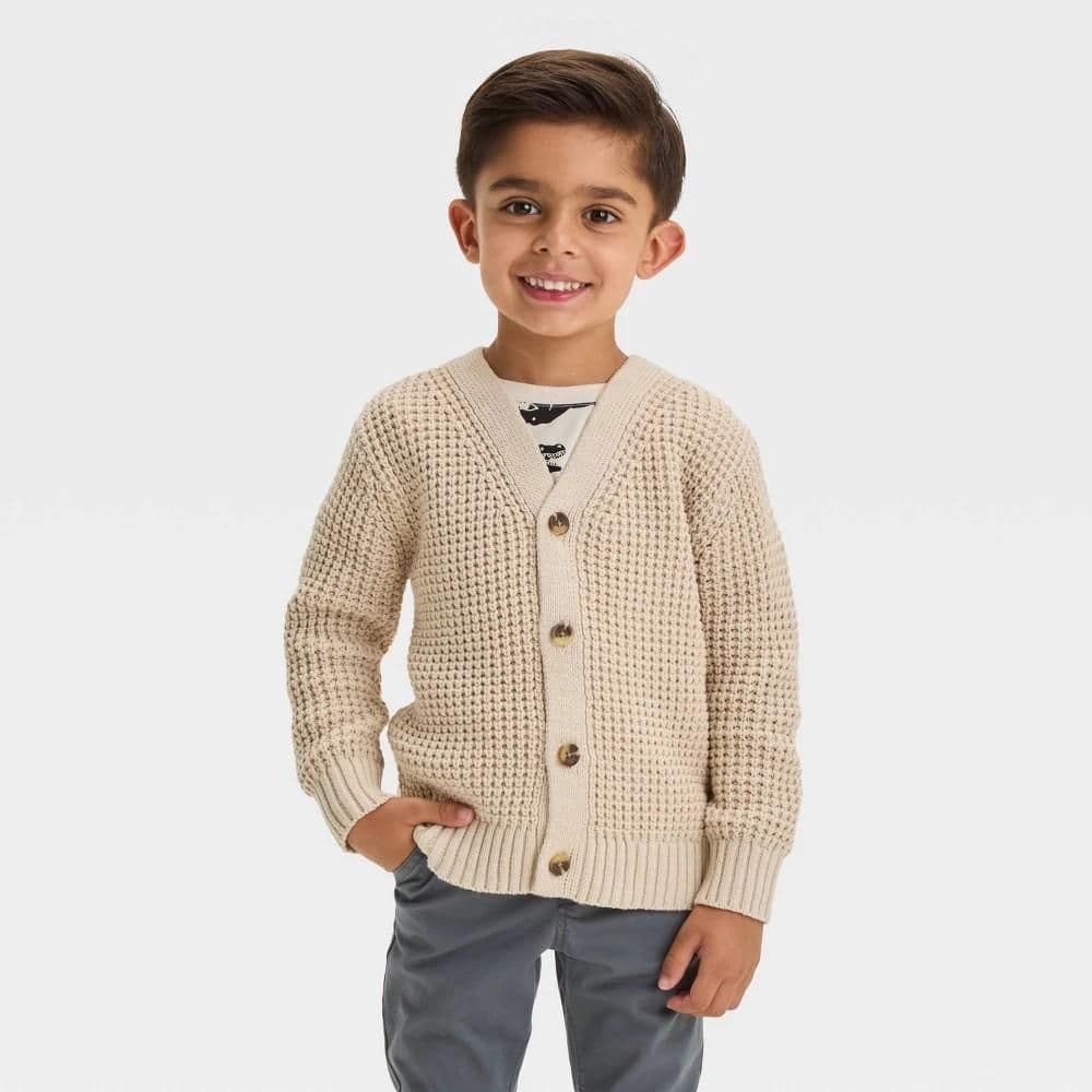 #8981 4T Toddler Boys' Cardigan Sweater - Cat & Jack Cream - Default