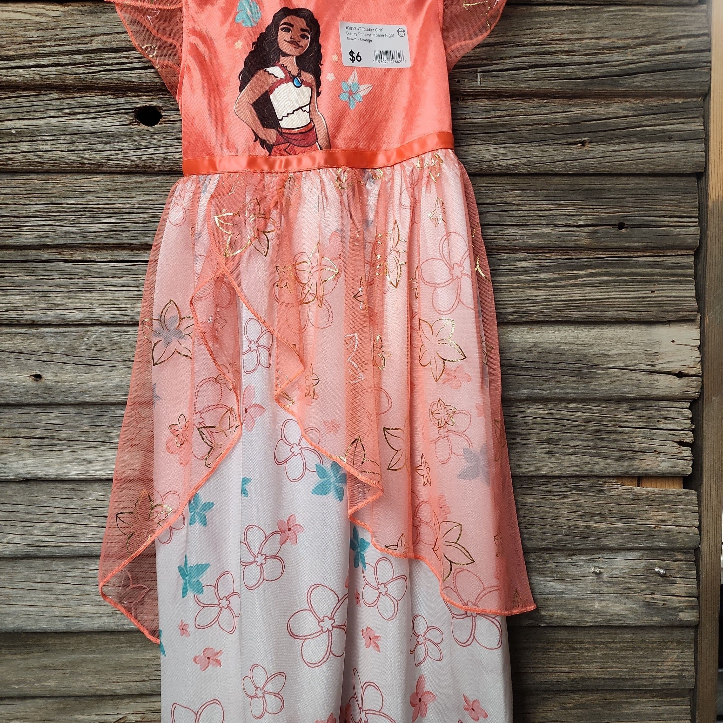 #3012 4T Toddler Girls' Disney Princess Moana NightGown - Orange - Default