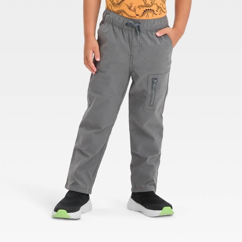 #2146 18M Toddler Boys' Jersey Lined Straight Fit Pull-On Woven Pants - Cat & Jack Gray - Default