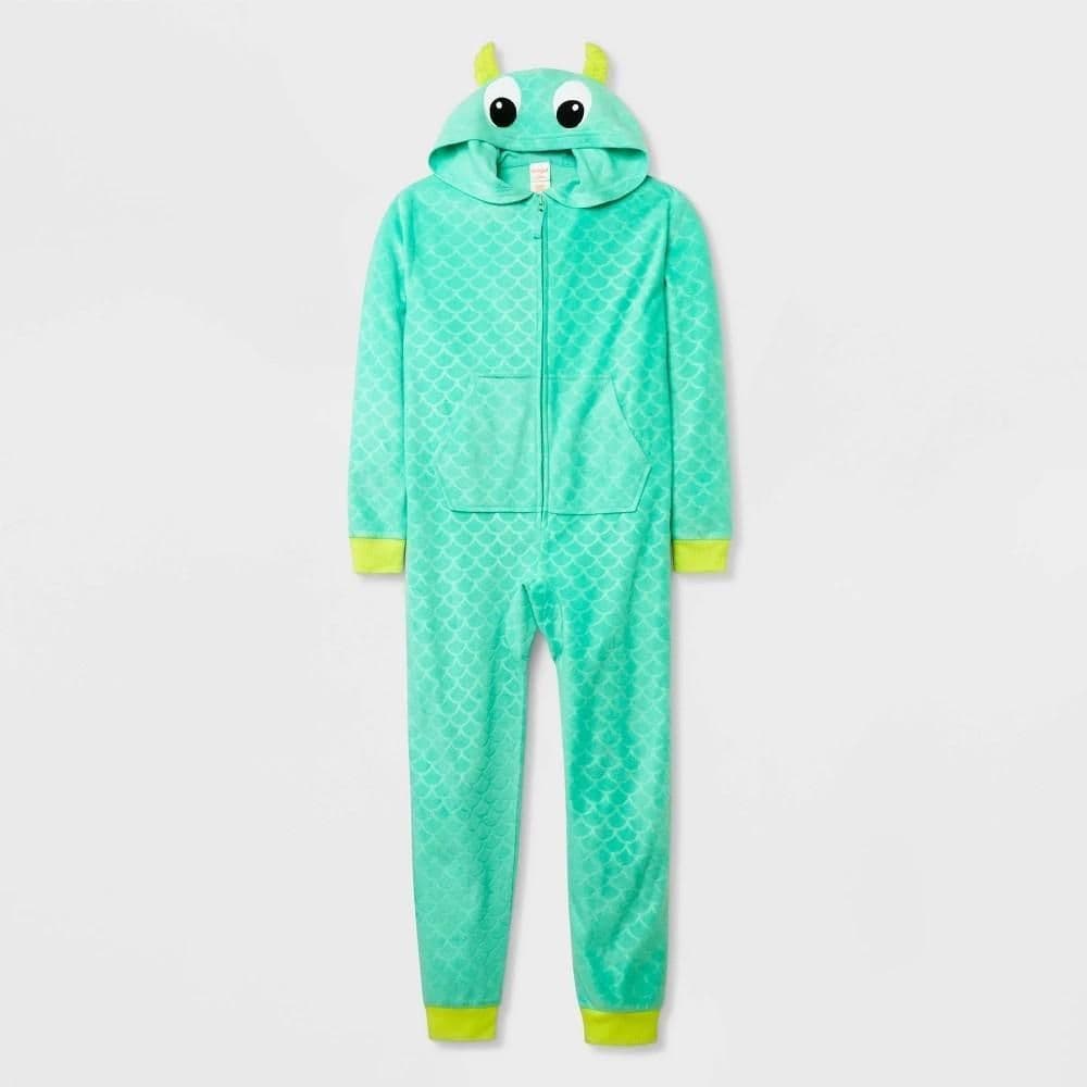#5080 Small Boys' Long Sleeve Monster Union Suit - Cat & Jack Green - Default