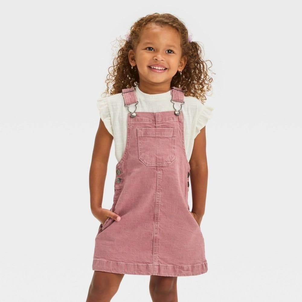 #4593 4T Toddler Girls' Denim Skirtall Dress - Cat & Jack Pink - Default