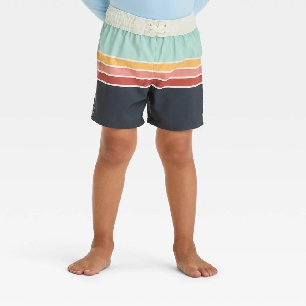 #9160 5T Toddler Boys' Striped Swim Board Shorts - Cat & Jack - Default