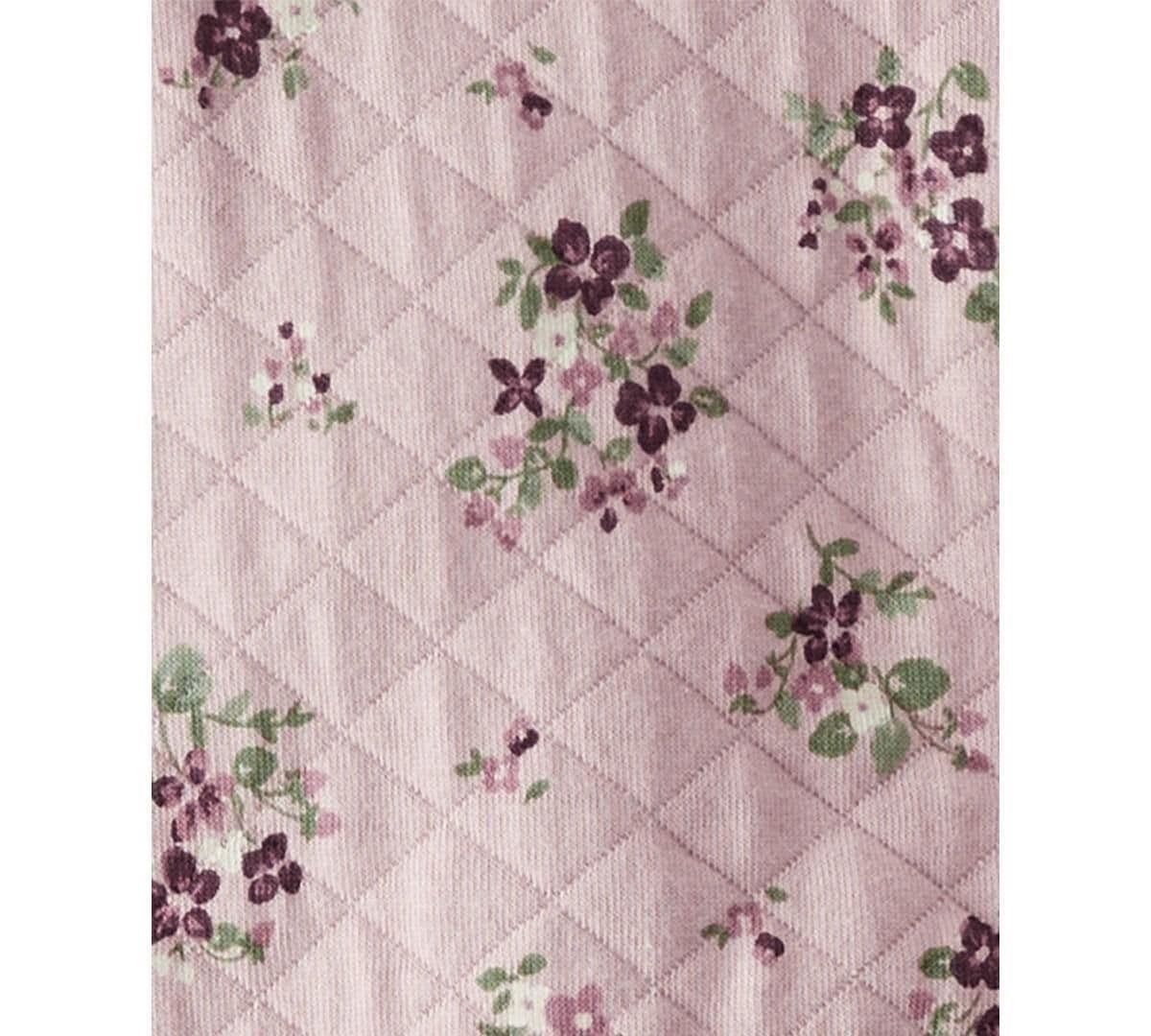 #8111 3M Little Planet by Carter's Organic Baby Girls' Floral Quilted Zip Pram Coveralls - Pink - Default - Thumbnail 3
