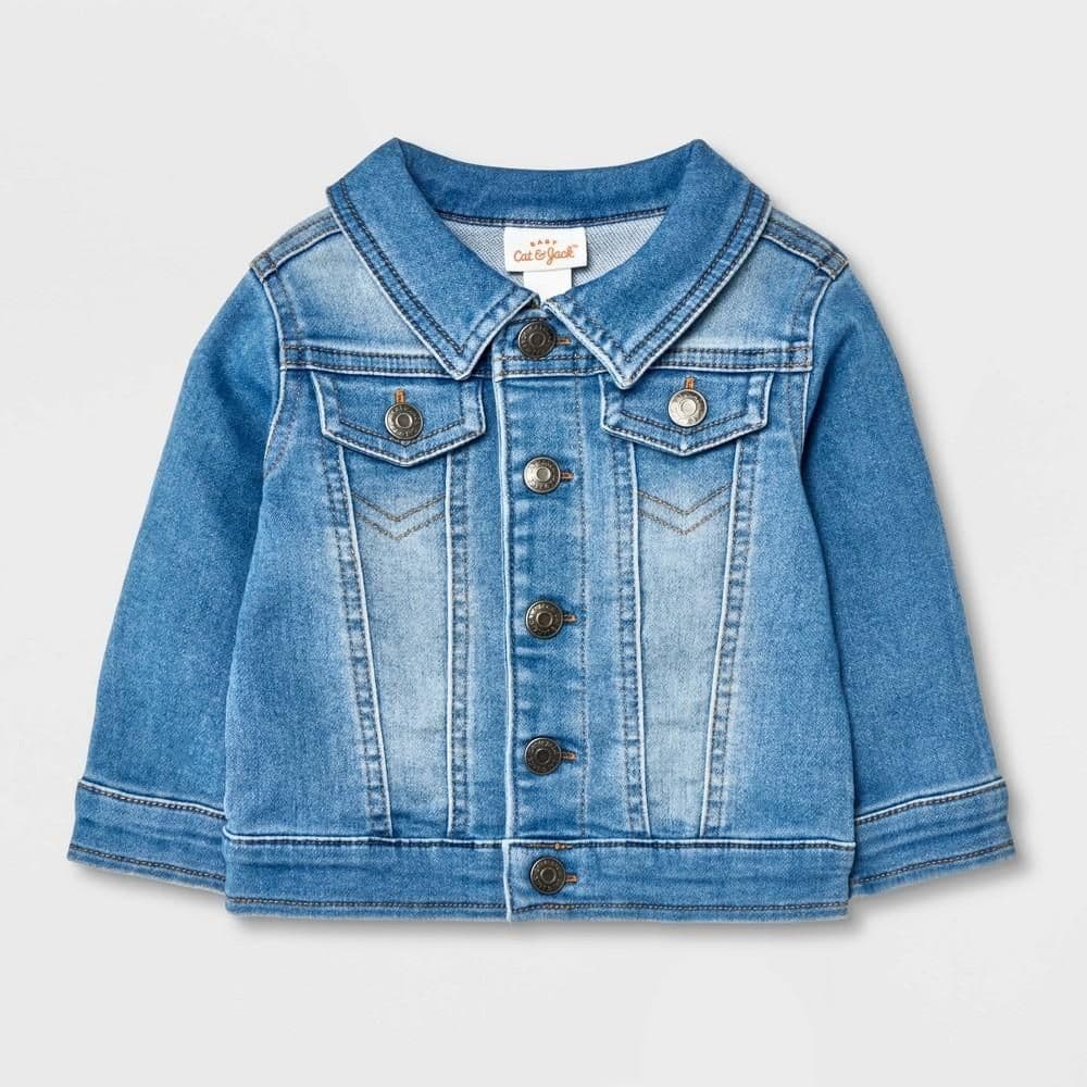 #8007 Newborn Baby Fall Layering Denim Jacket - Cat & Jack Light Wash - Default