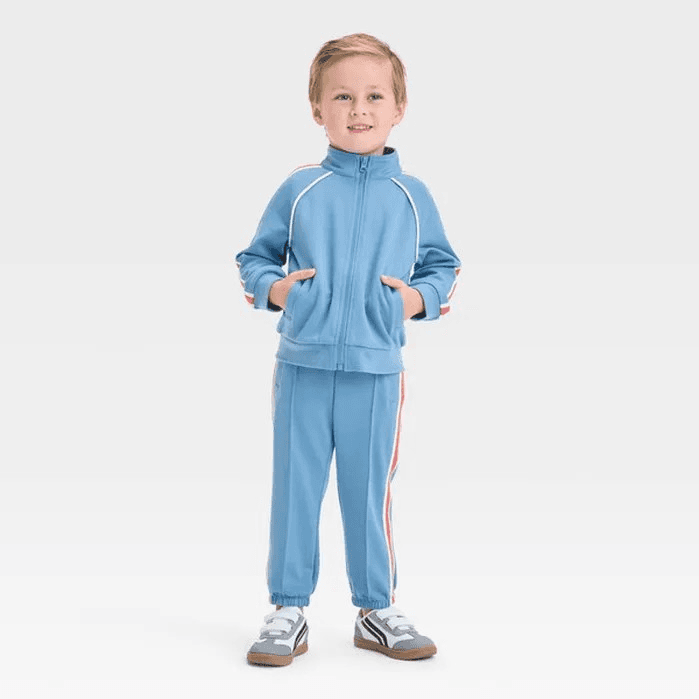 #4573 4T Toddler Boys' Tracksuit Zip-Up Scuba and Jogger Pants Set - Cat & Jack Light Blue - Default