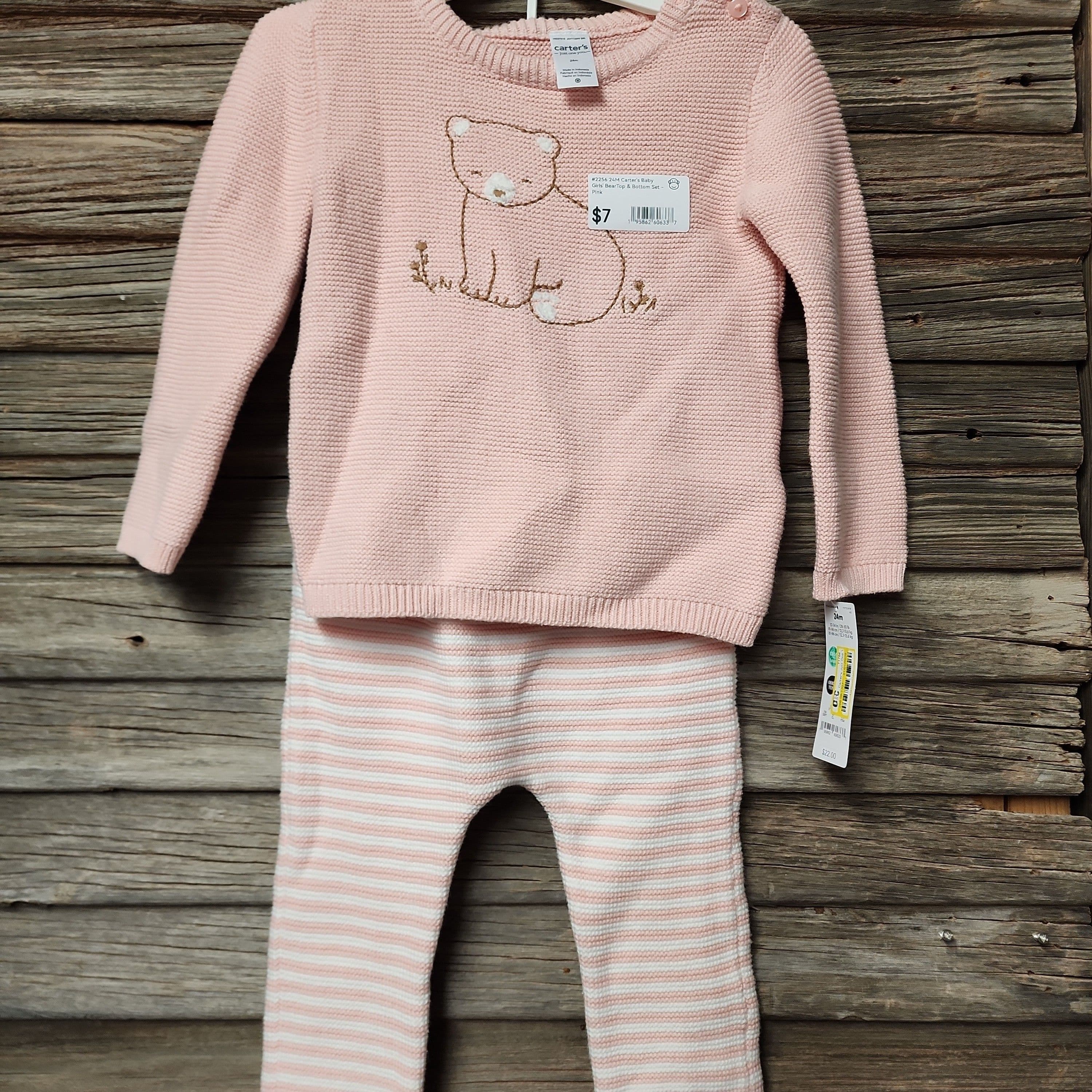 #2256 24M Carter's Baby Girls' BearTop & Bottom Set - Pink - Default