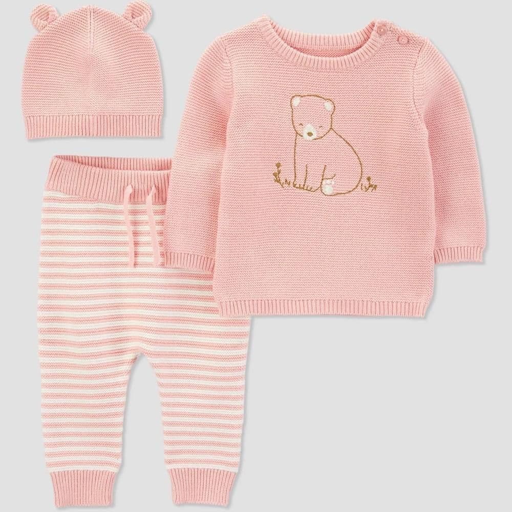#1229 3M Carter's Baby Girls' BearTop & Bottom Set - Pink - Default