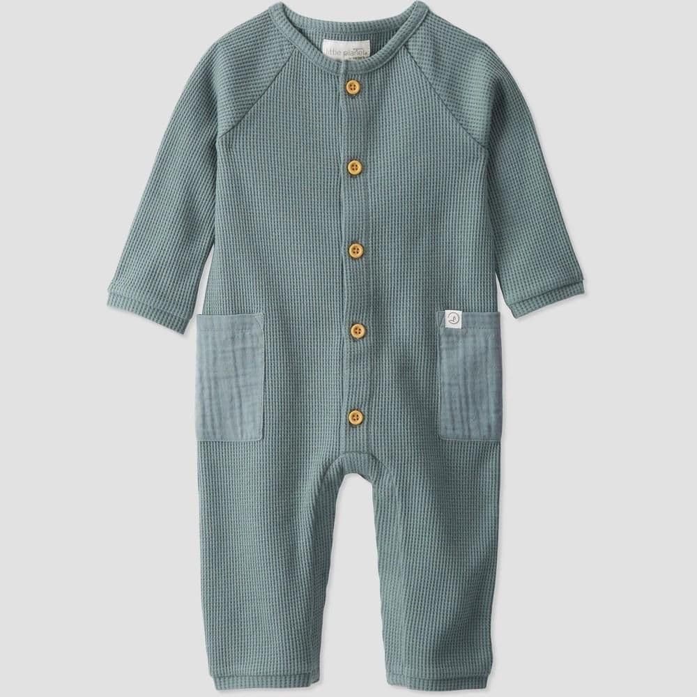 #8643 24M Little Planet by Carter's Organic Baby Waffle Romper - Gray - Default