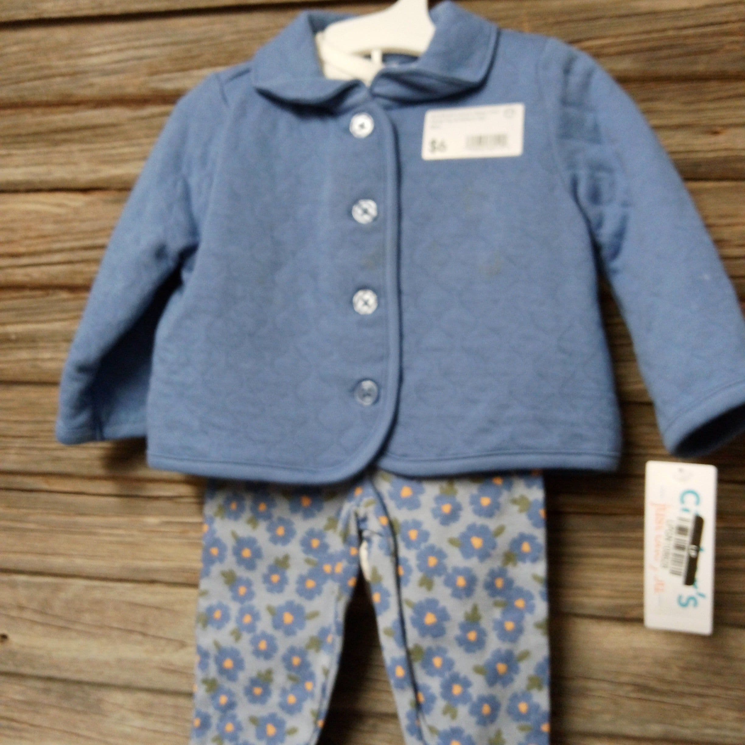 #1428 6M Carter's Baby Girls' FloralTop & Bottom Set - Blue - Default