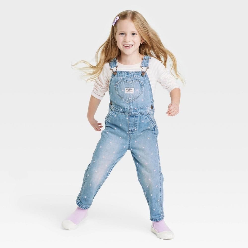 #8530 18M OshKosh B'gosh Toddler Girls' Heart Denim Overalls - Light Blue - Default