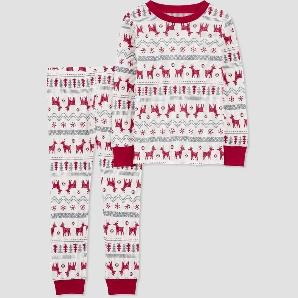 #2811 4T Carter'sToddler 2pc Cotton Long Sleeve Fairisle Christmas Pajama Set - Red/White - Default