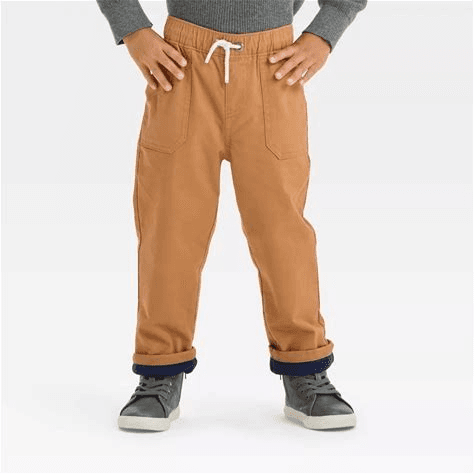 #9139 5T Toddler Boys' Fleece Lined Pull-On Pants - Cat & Jack Brown - Default