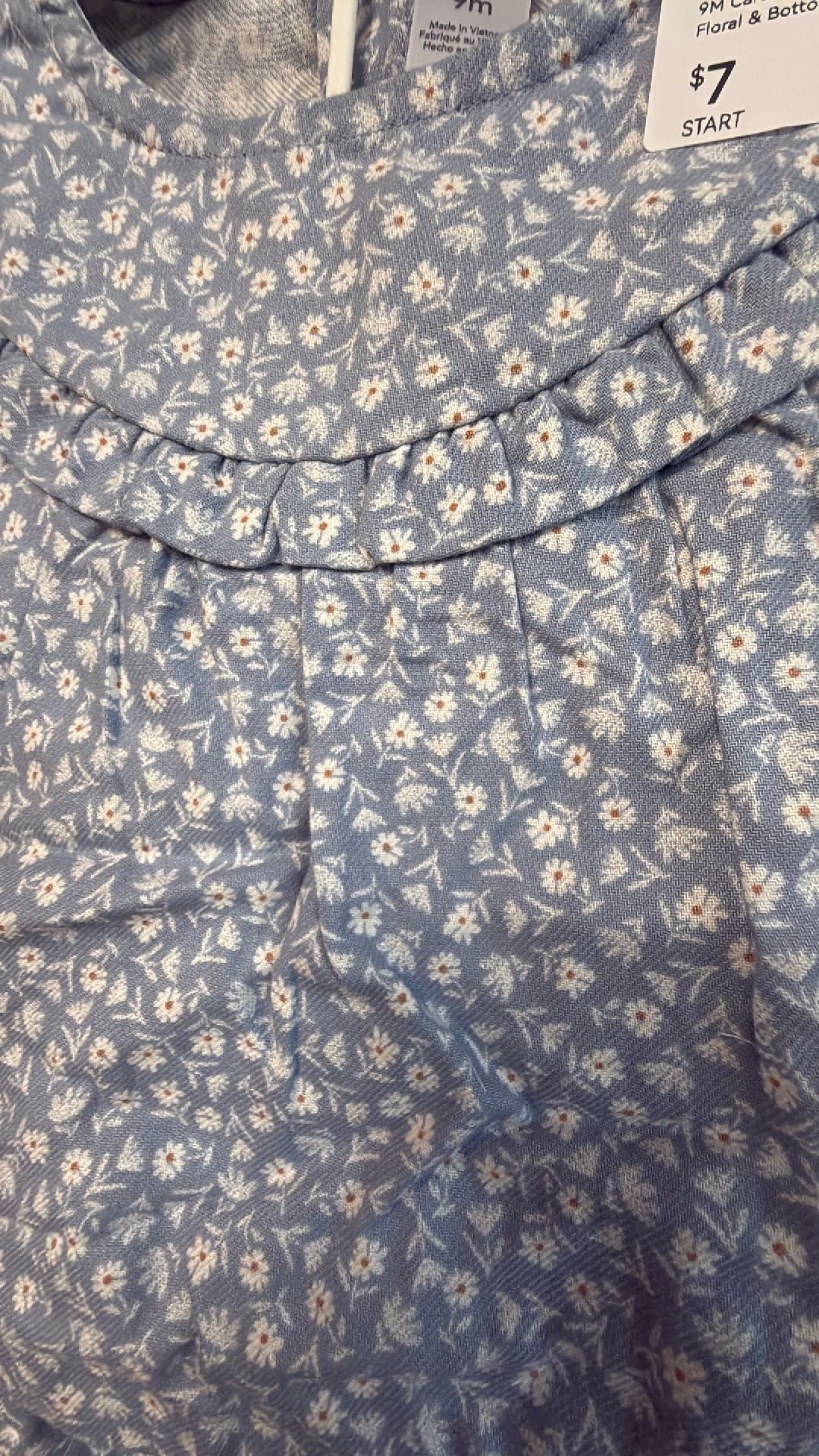#8236 9M Carter's Just One You Baby Girls' Floral & Bottom Set - Blue - Default - Thumbnail 2