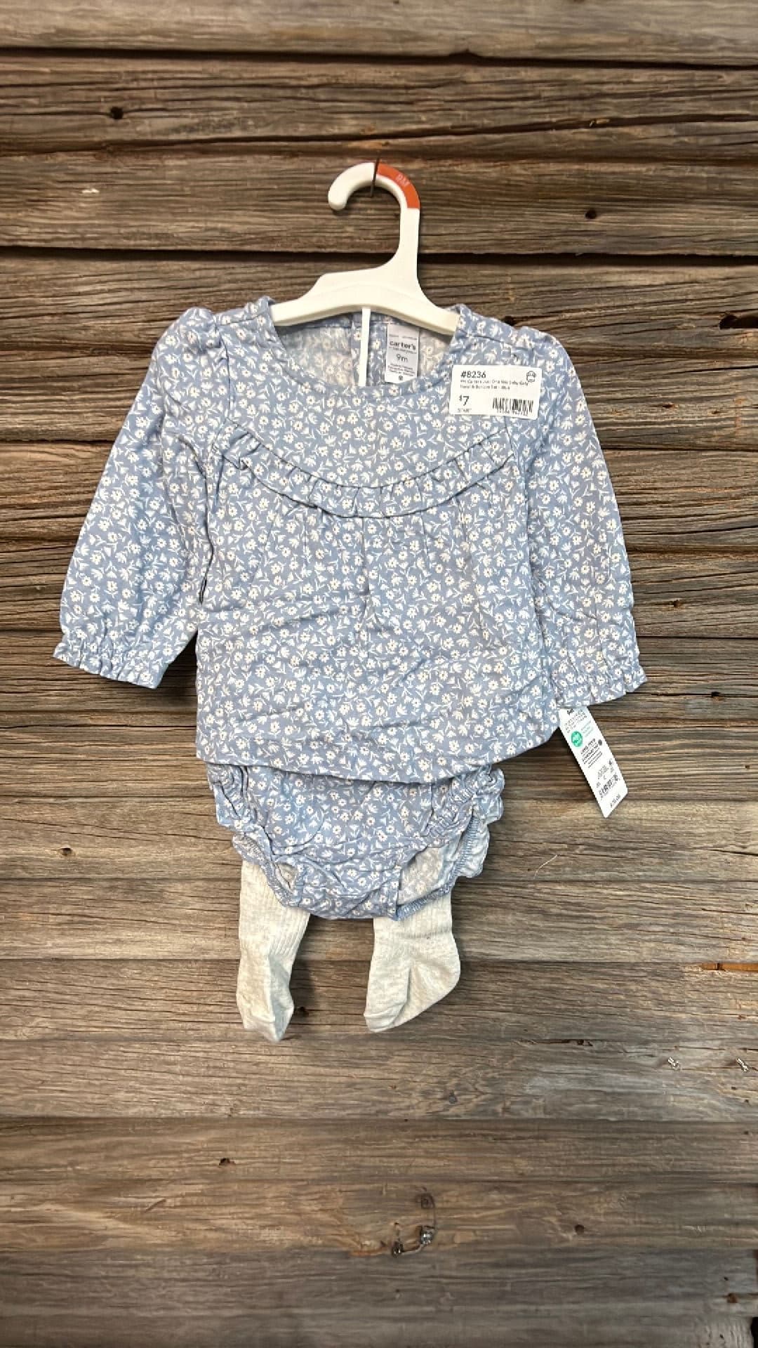 #8236 9M Carter's Just One You Baby Girls' Floral & Bottom Set - Blue - Default