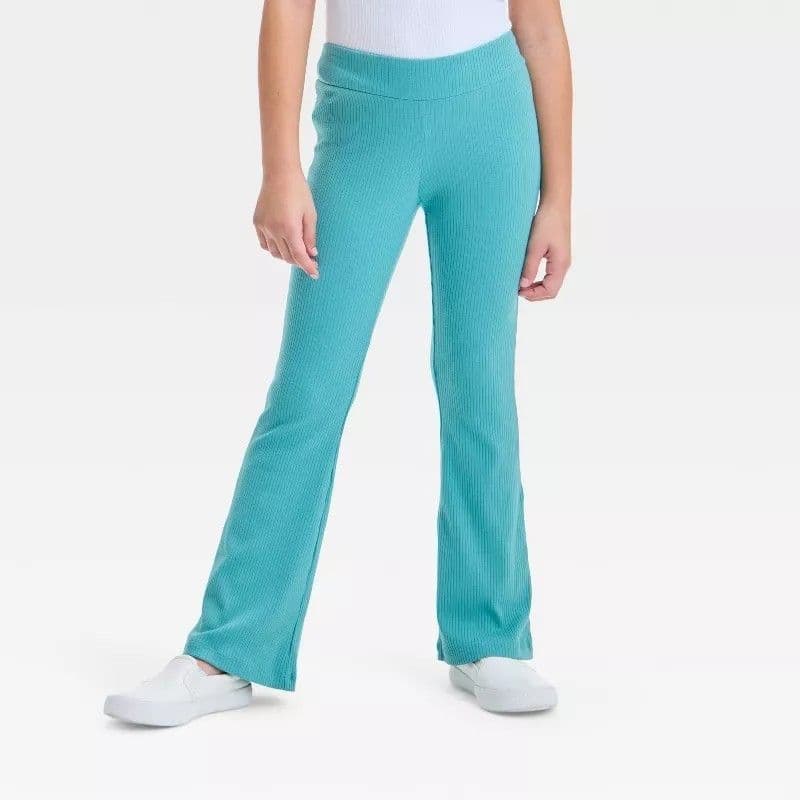 #5746 XL Girls' Ribbed Flare Leggings - Cat & Jack Teal - Default