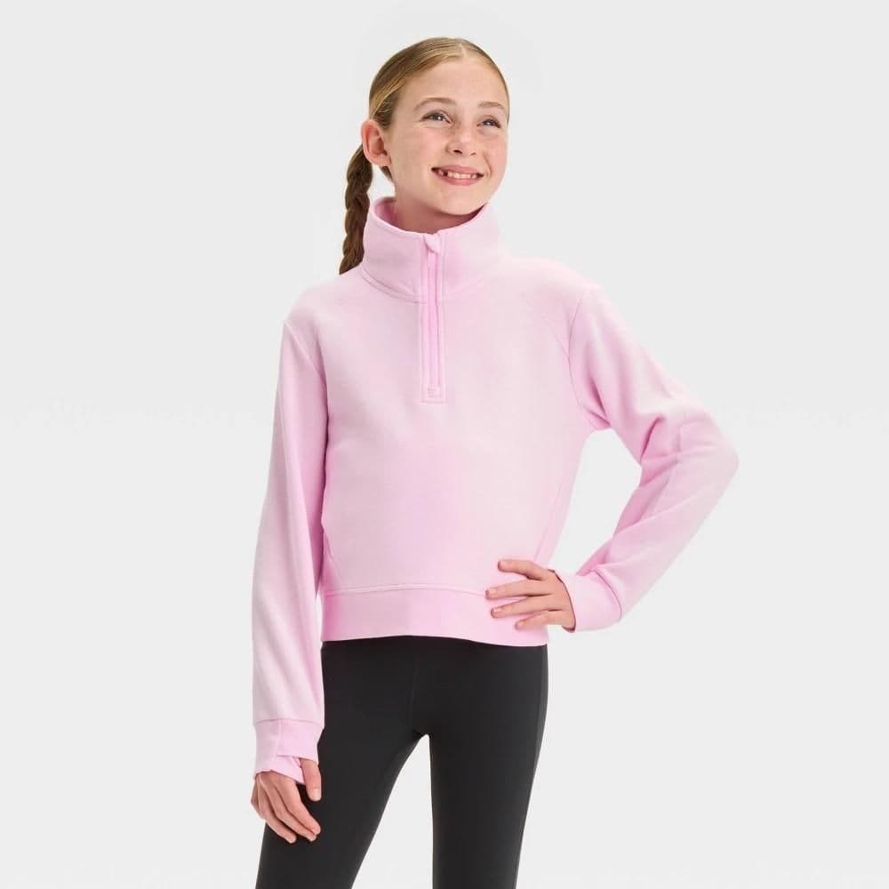 #5115 Small Girls' 1/2 Zip Fleece Pullover Sweatshirt - All In Motion Pink - Default