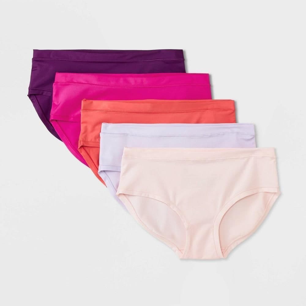 #5536 Large Girls' 5pk Microfiber Hipster - All In Motion Neon Pink - Default