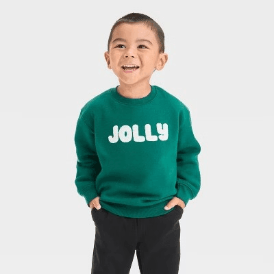 #2930 4T Toddler Boys' Jolly Fleece Crew Neck Sweatshirt - Cat & Jack Green - Default