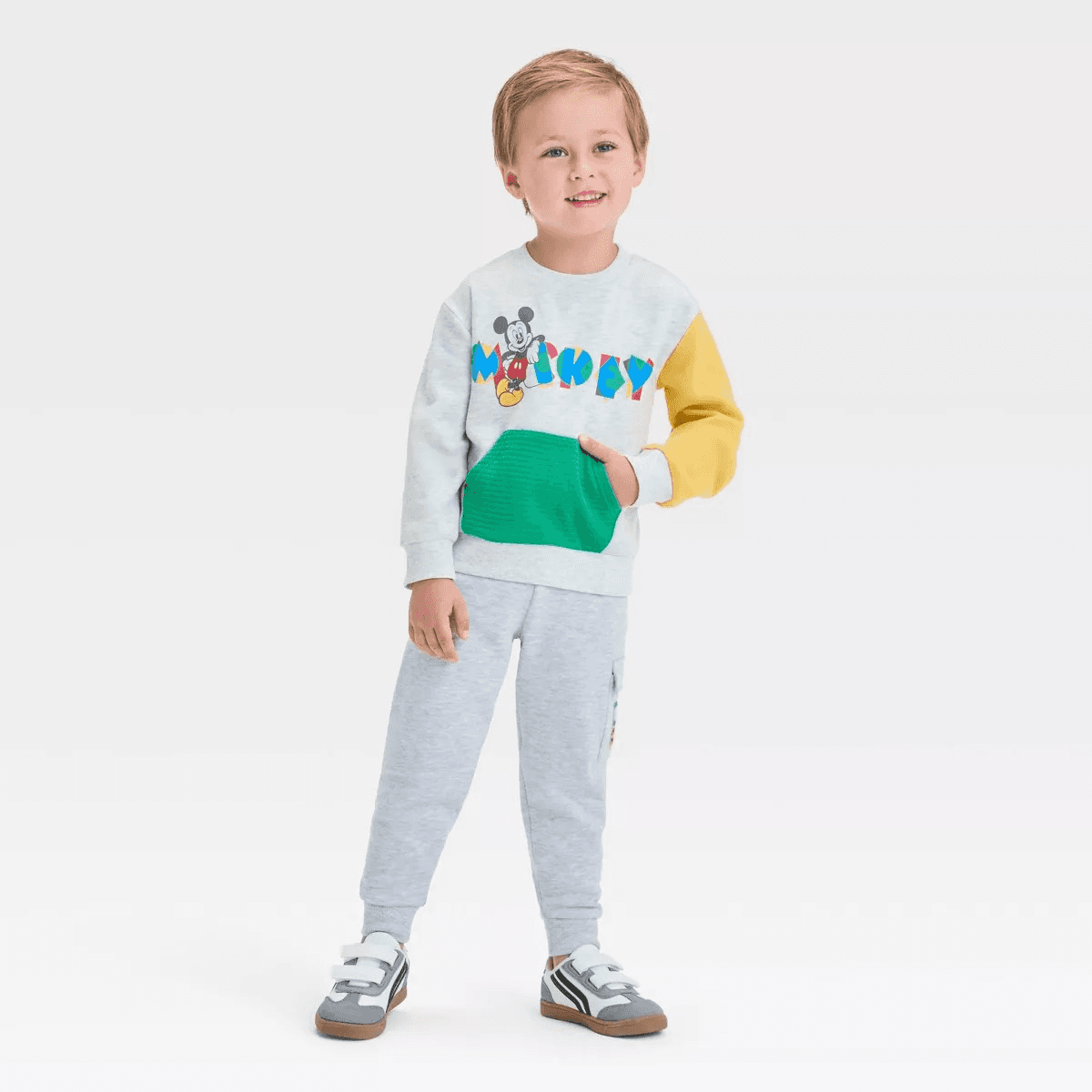 #2885 4T Toddler Boys' 2pc Disney Mickey Mouse PulloverTop and Bottom Set - Gray - Default