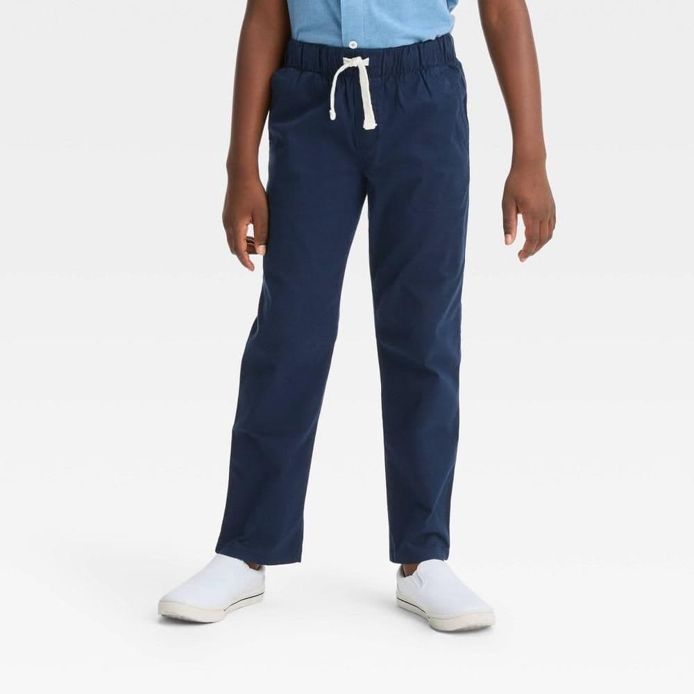 #4856 Size 8 Boys' Stretch Straight Fit Woven Pull-On Pants - Cat & Jack Navy Blue - Default