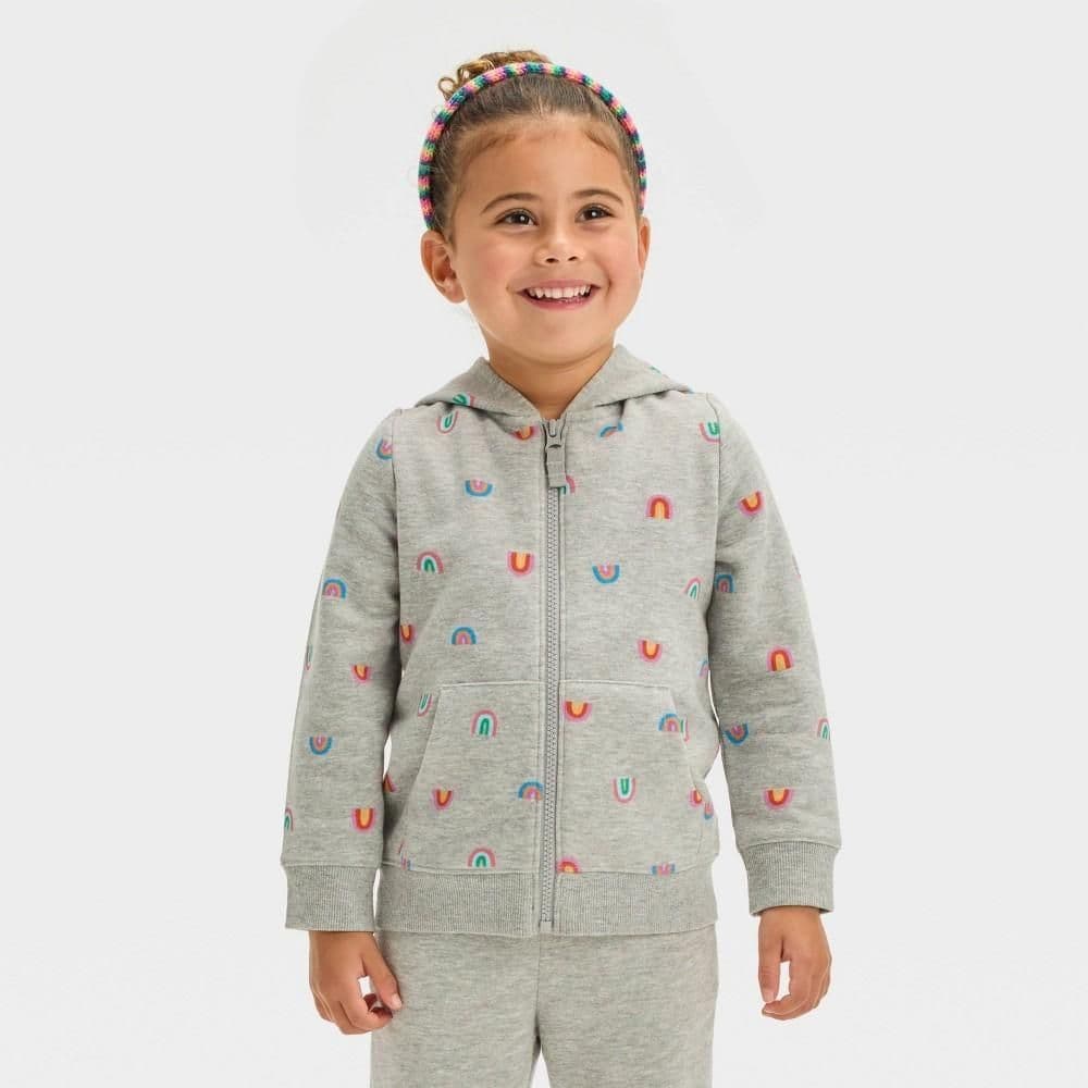 #8592 18M Toddler Girls' Fleece Zip-Up Sweatshirt - Cat & Jack Gray - Default