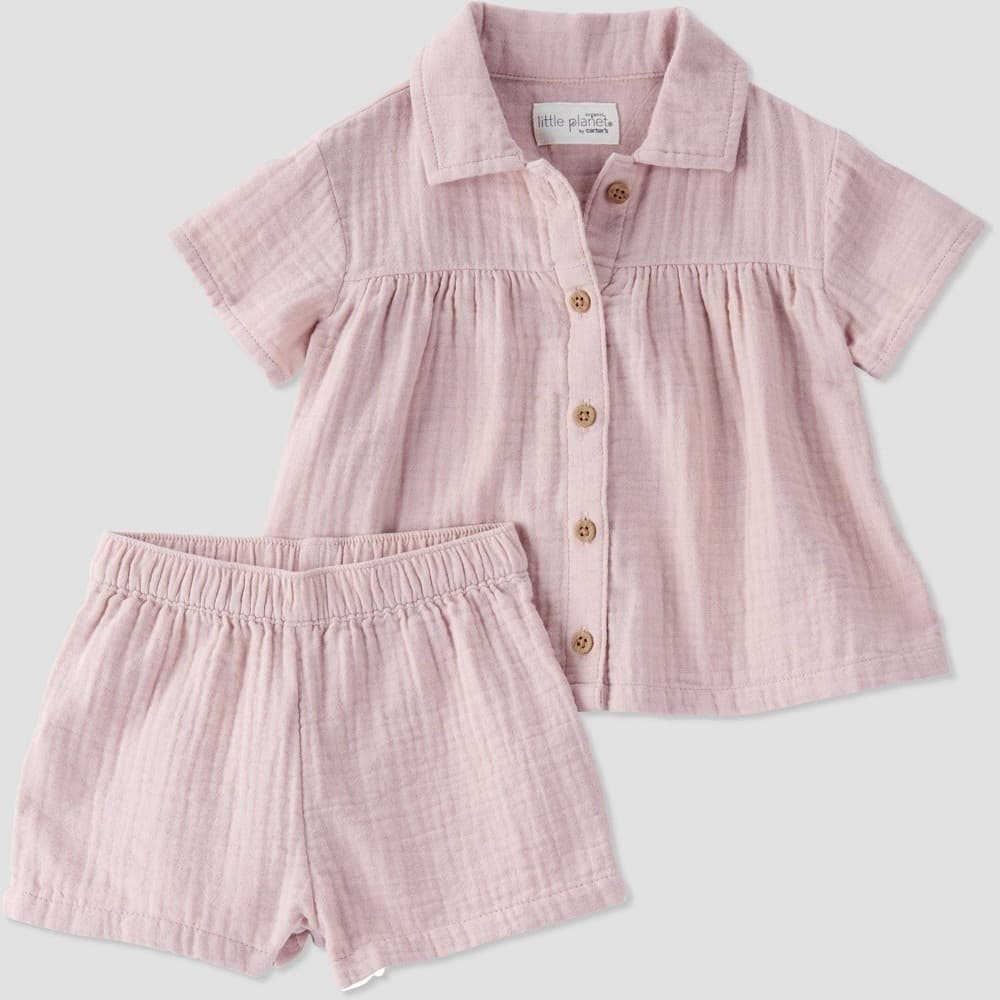 #6039 3M Little Planet by Carter's Organic Baby Girls' 2pc Coordinate Set - Pink - Default