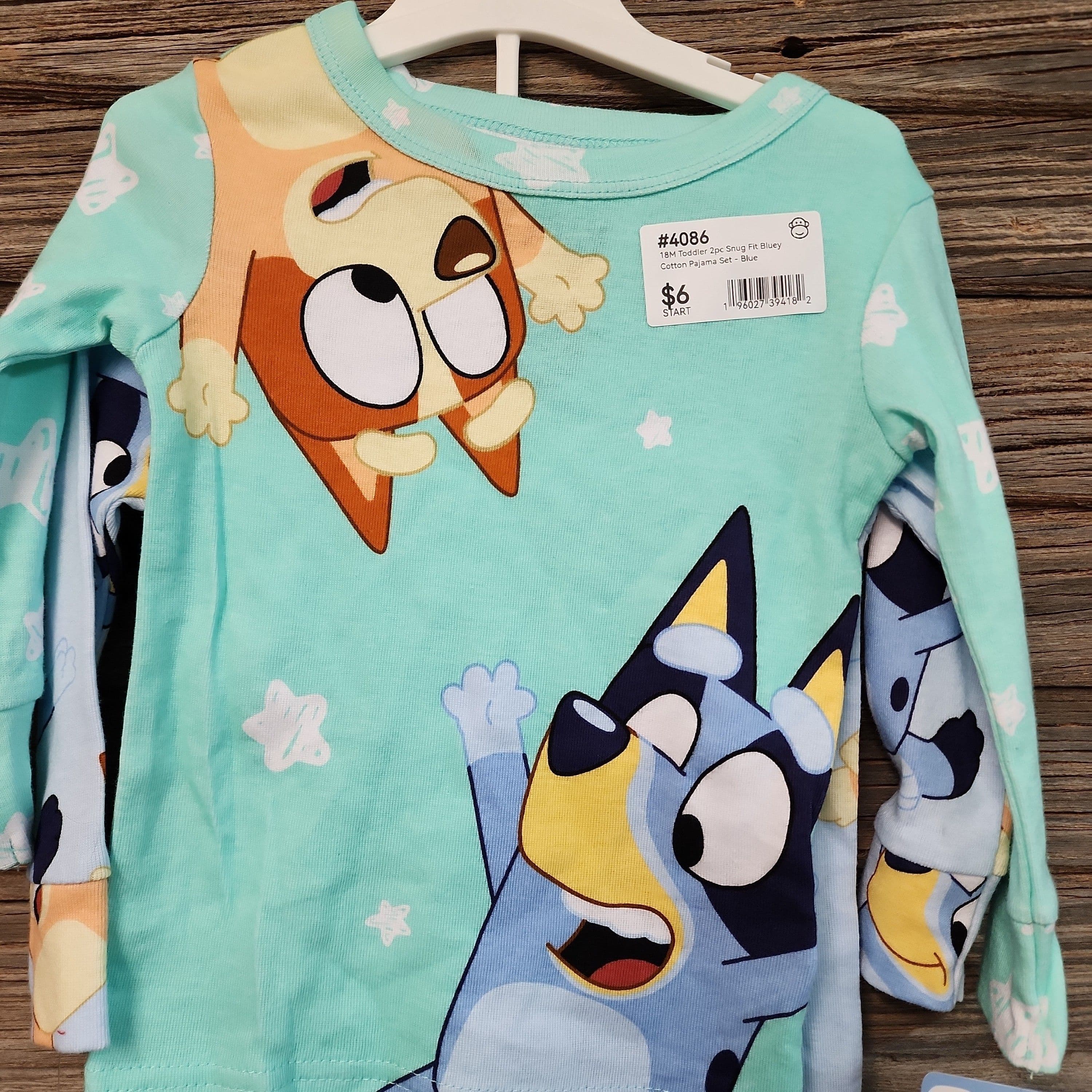 #4086 18M Toddler 2pc Snug Fit Bluey Cotton Pajama Set - Blue - Default