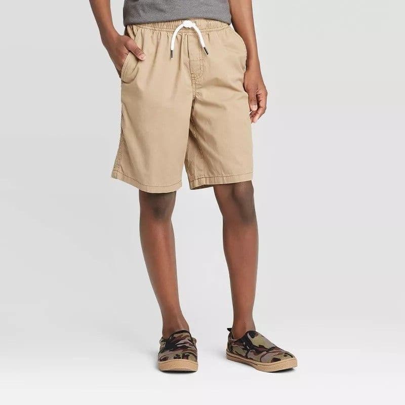 #5789 XXL Boys' Playwear 'At the Knee' Pull-On Shorts - Cat & Jack Dark Khaki - Default