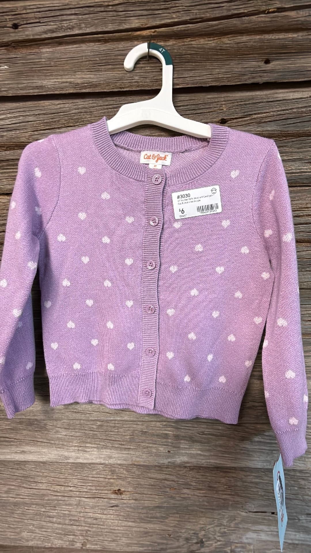 #3030 4T Toddler Girls' Jacquard Cardigan - Cat & Jack Lilac Purple - Default