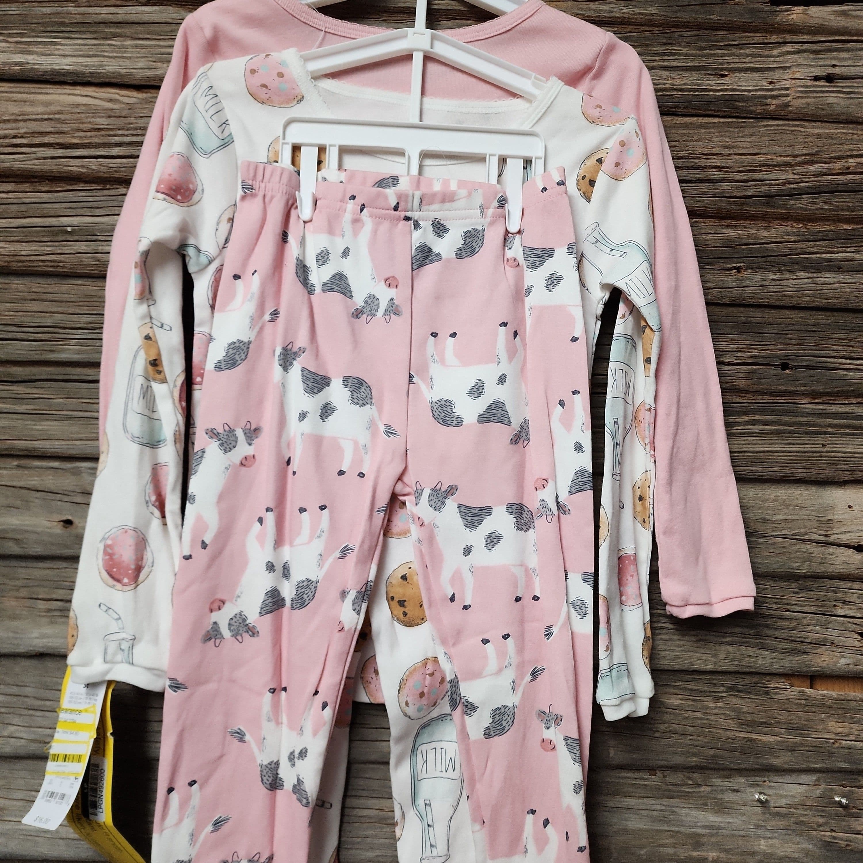 #3118 5T Carter'sToddler Girls' 4pc Long Sleeve Cow Pajama Set - Pink/White - Default - Thumbnail 3