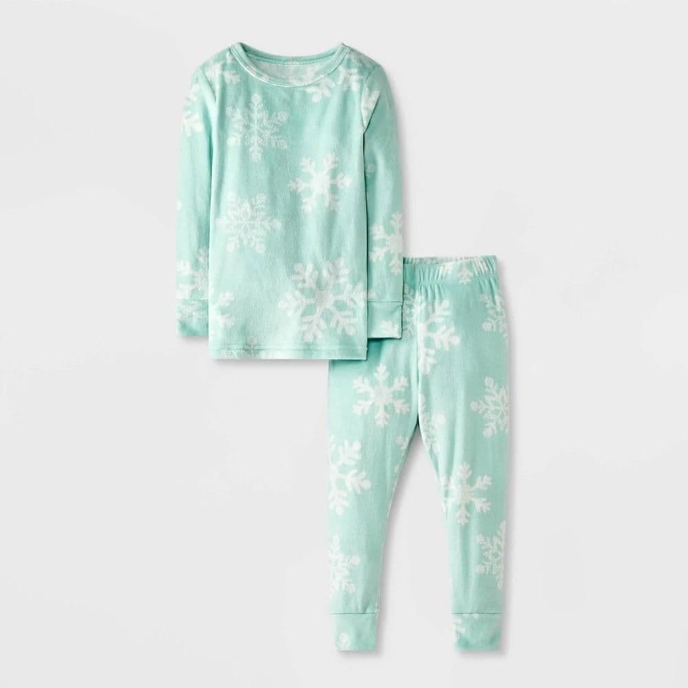 #2971 4T Toddler Girls' 2pc Snuggly Soft Snug Fit Snowflakes Pajama Set - Cat & Jack Blue - Default