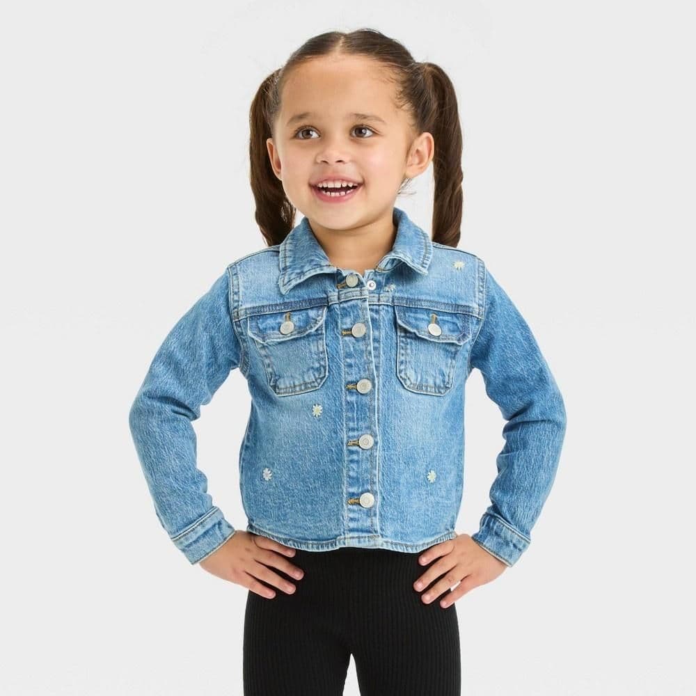 #3961 12M Toddler Girls' Embroidered Daisy Jacket - Cat & Jack Blue - Default