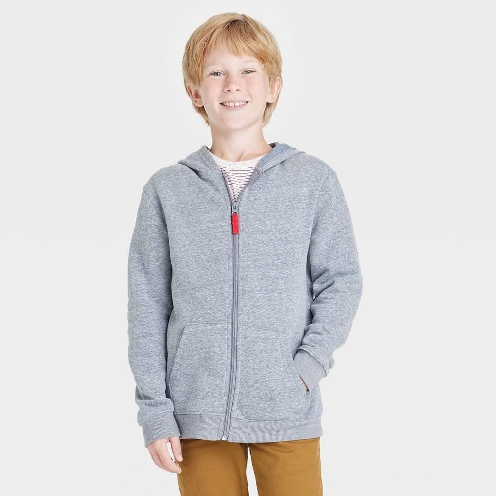 #5669 XL Boys' Fleece Zip-Up Sweatshirt - Cat & Jack Charcoal Gray - Default