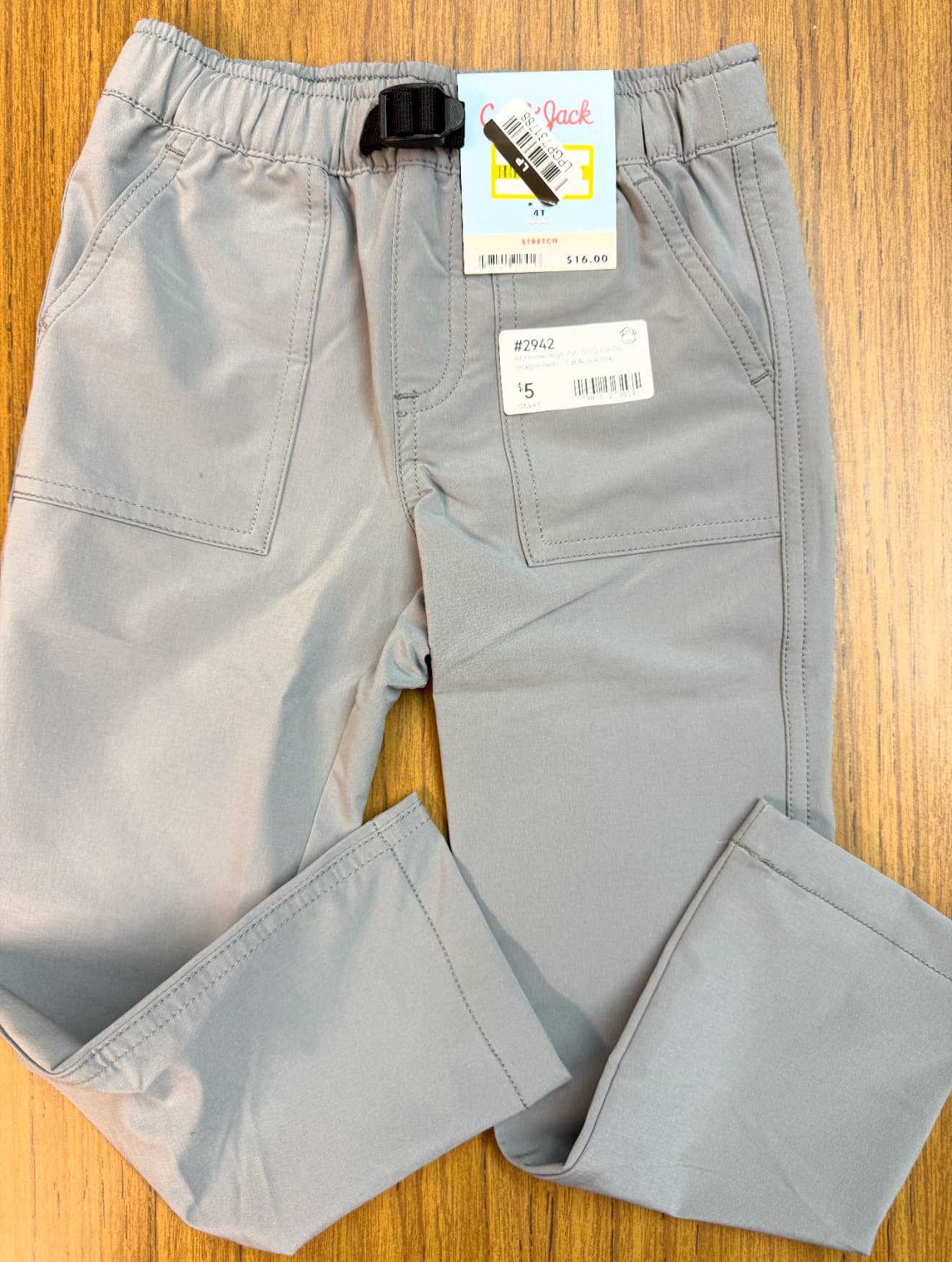 #2942 4T Toddler Boys' Pull-On Quick Dry Straight Pants - Cat & Jack Gray - Default