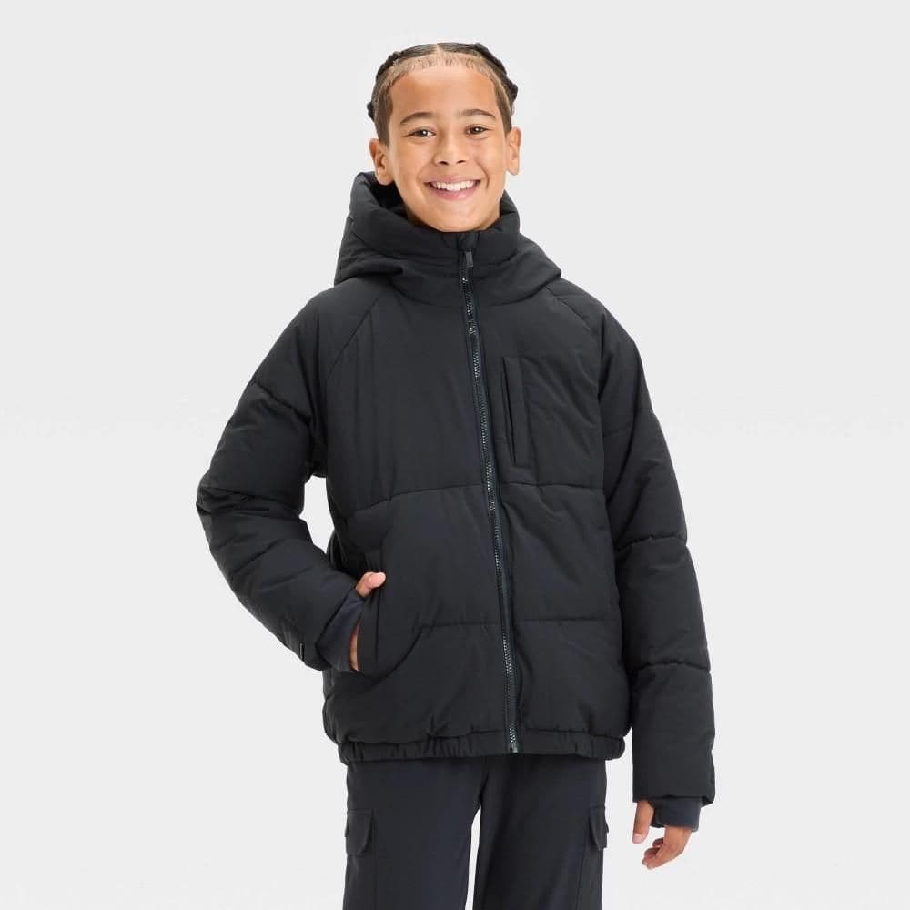 #5510 Large Boys' Solid Puffer Jacket - All In Motion Black - Default