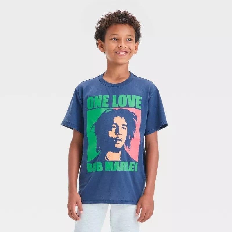 #5782 XXL Boys' Bob Marley One Love Graphic T-Shirt - Blue - Default