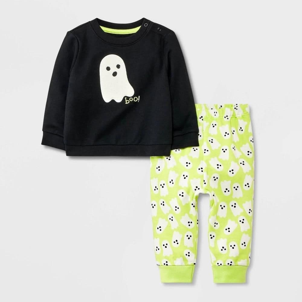 #1314 3-6M Baby Ghost GraphicTop & Pants Set - Cat & Jack Black - Default