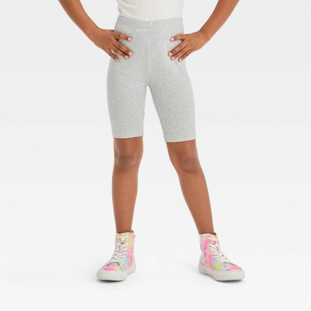 #5546 Large Girls' Bike Shorts - Cat & Jack Heather Gray - Default