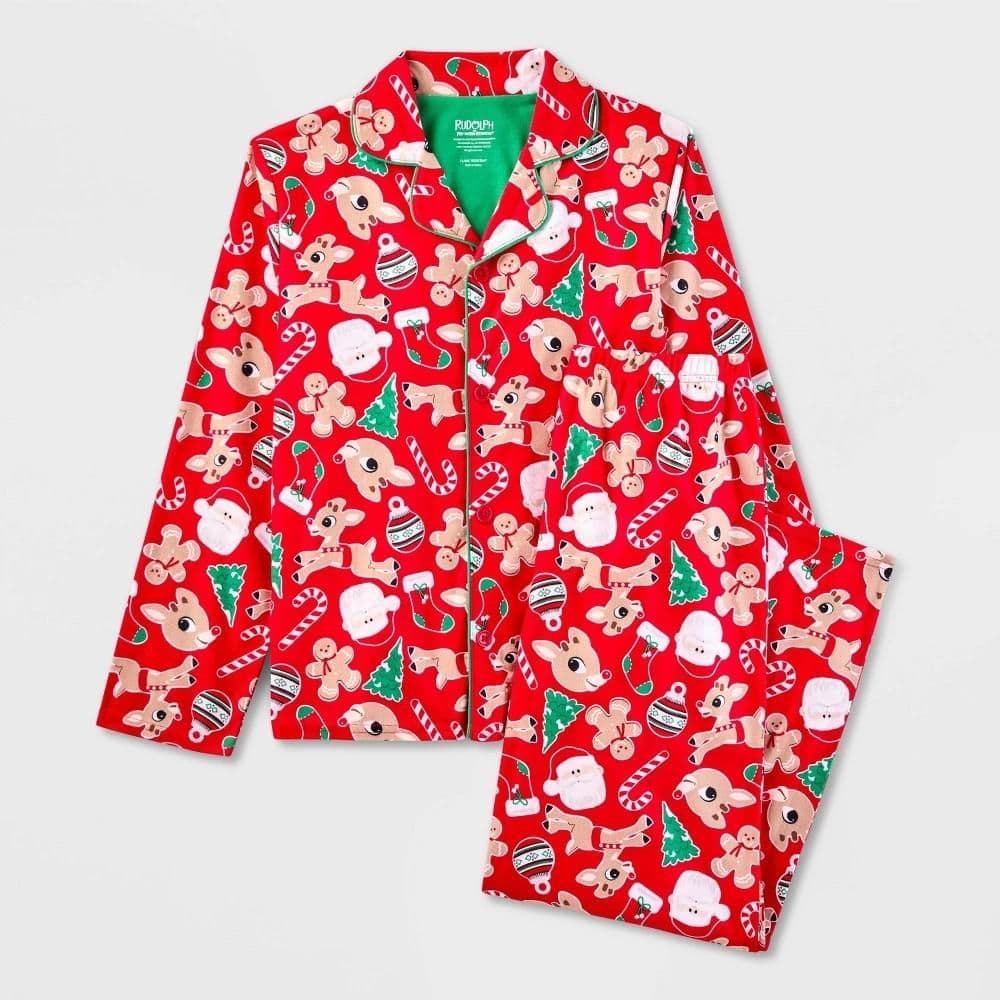 #5431 Medium Kids' Rudolph the Red-Nosed Reindeer Christmas 2pc Pajama Set - Red - Default