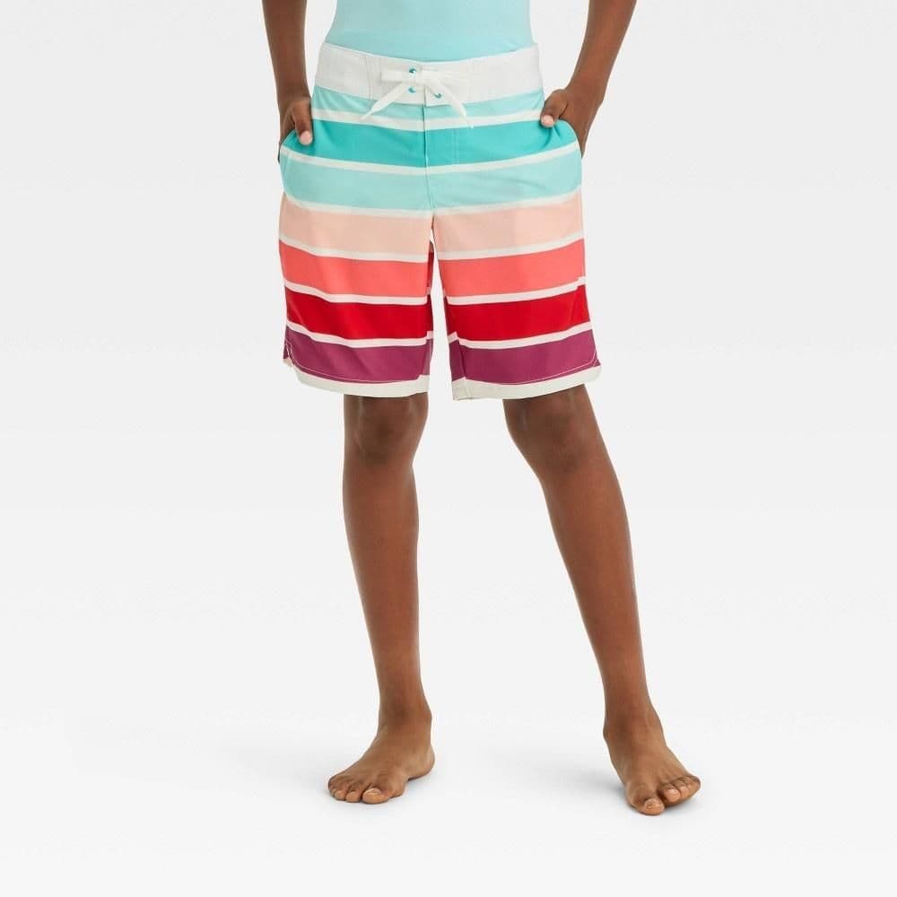 #4836 Size 7 Boys' Striped Swim Shorts - art class - Default
