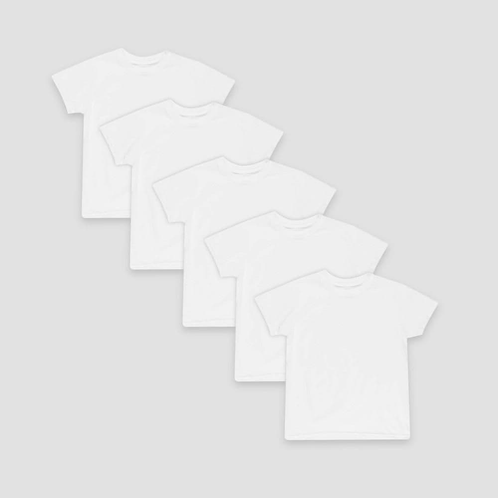 #5633 Large Hanes Boys' 5pk Crew Neck T-Shirt - White - Default