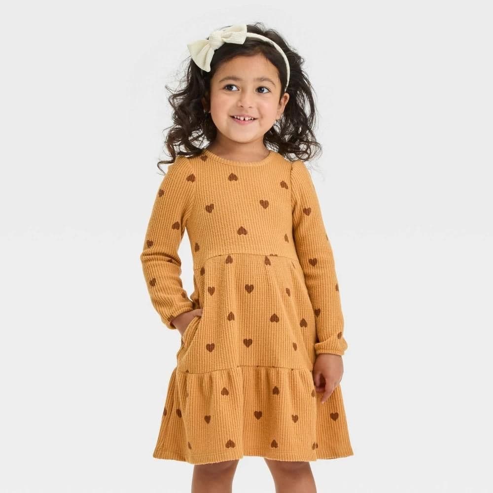 #4140 18M Toddler Girls' Cozy Dress - Cat & Jack Gold - Default