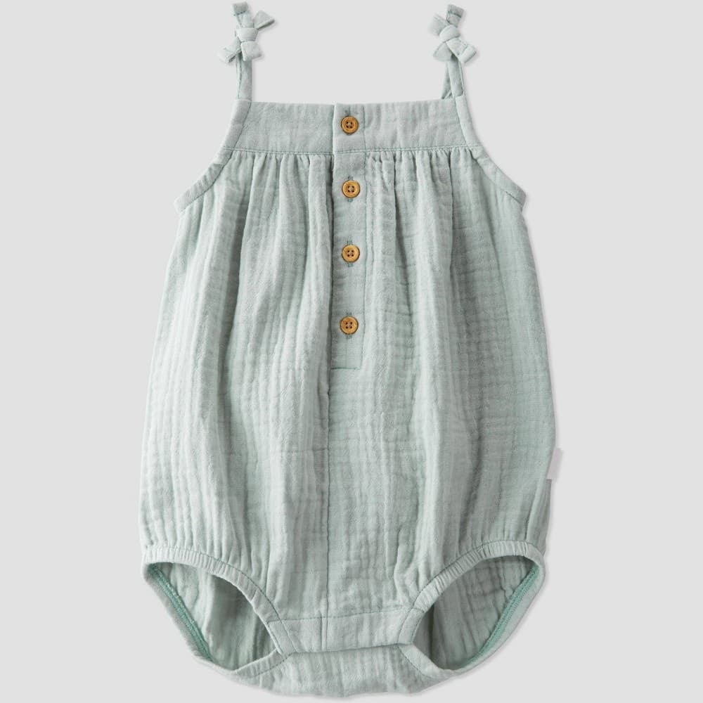 #3613 3M Little Planet by Carter's Organic Baby Girls' Gauze Bubble Mint Jumpsuit - Default