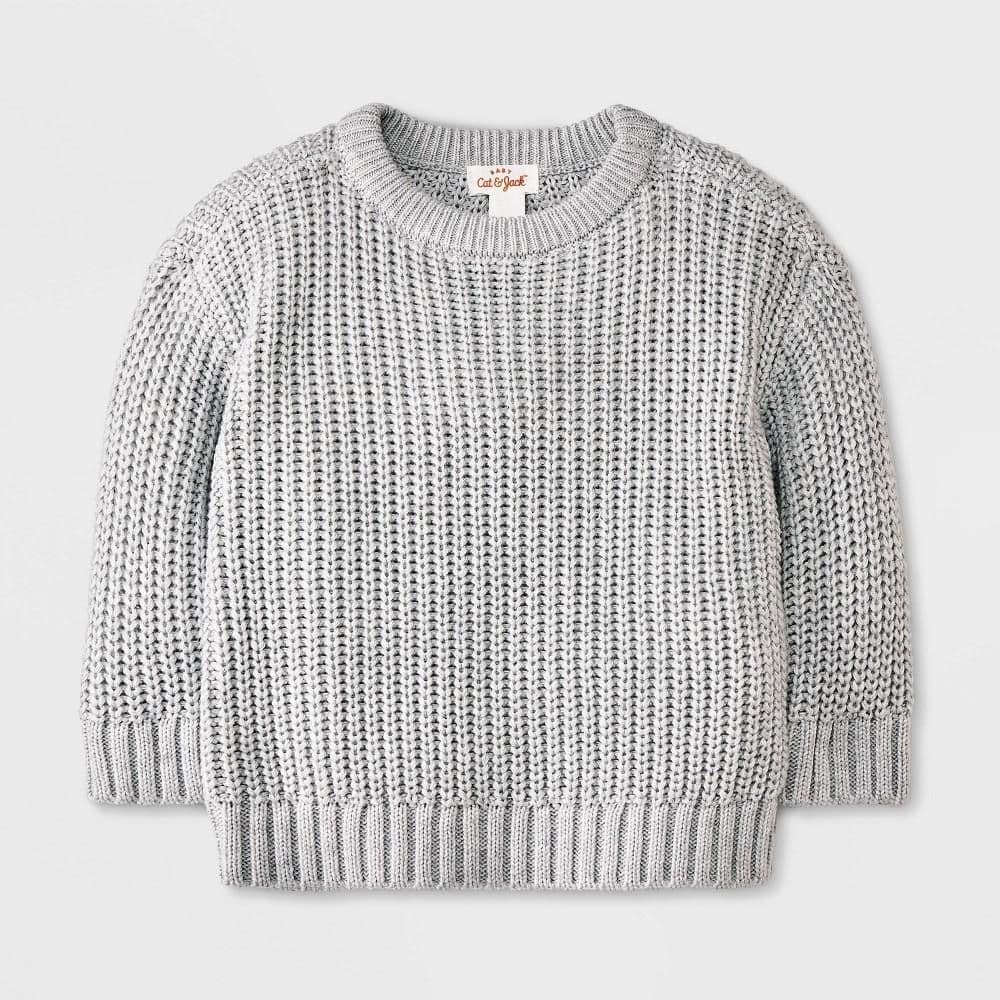 #1515 6-9M Baby Pullover Sweater - Cat & Jack Light Gray - Default