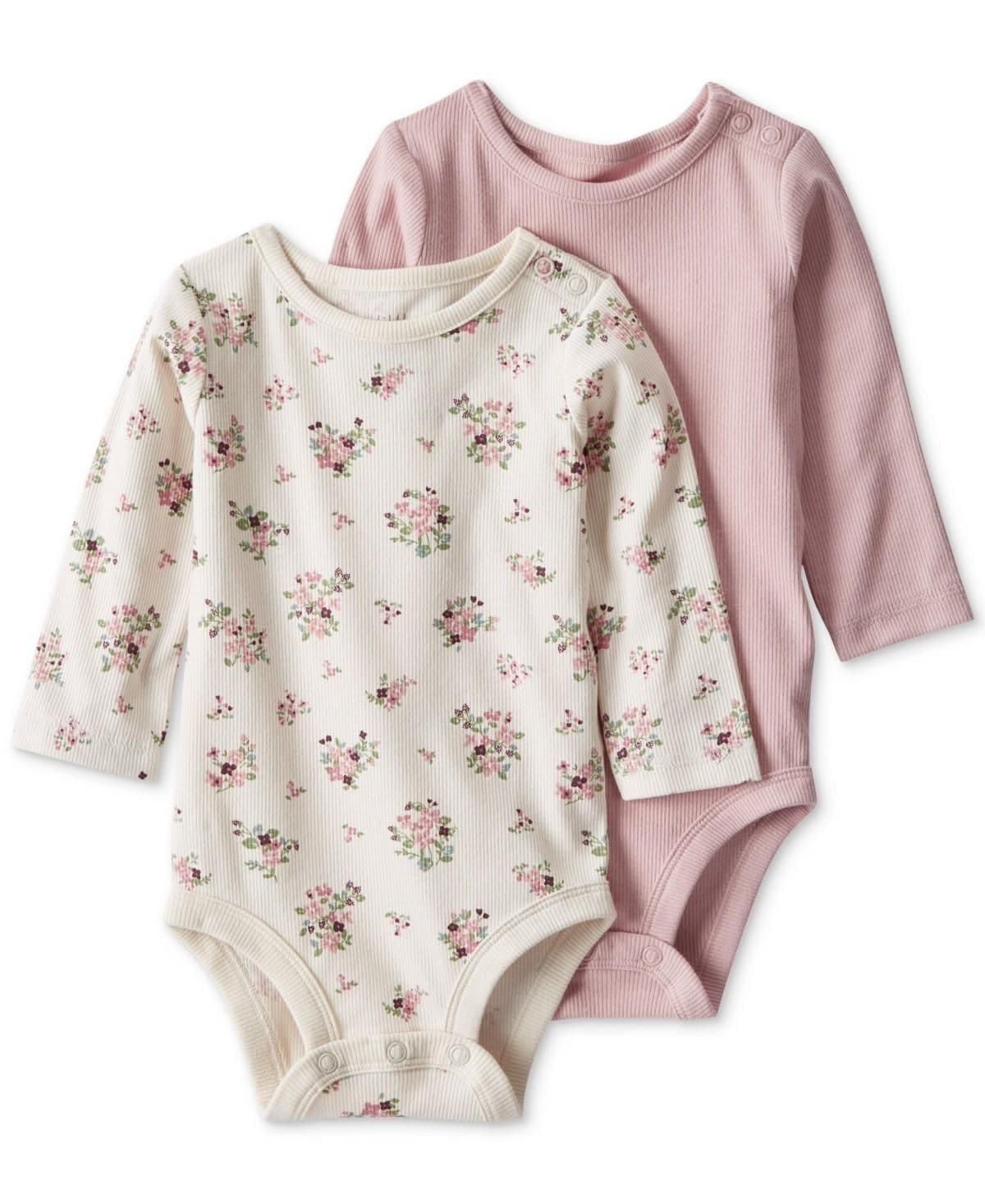 #8341 12M Little Planet by Carter's Organic Baby Girls' 2pk Floral Bodysuit - Pink - Default