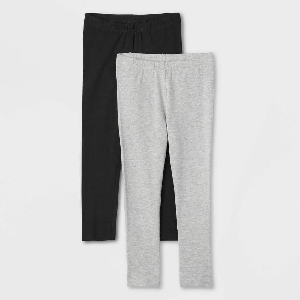 #8721 2T Toddler Girls' 2pk Leggings - Cat & Jack Black/Heather Gray - Default