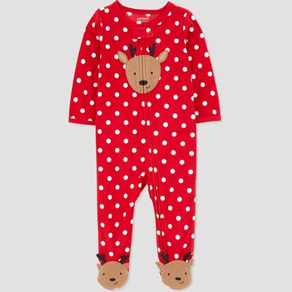 #1416 6M Carter's Baby Girls' Christmas Reindeer Sleep N' Play - Red - Default