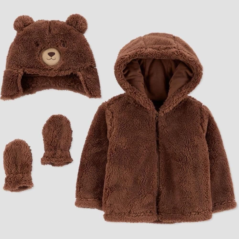#3548 0-3M Carter's Just One You Baby Boys' Bear Jacket Set - Brown - Default